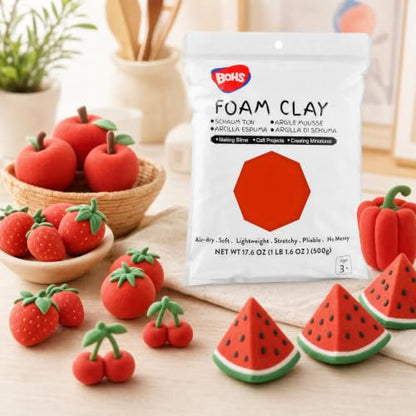 BOHS Foam Clay, Red Air Dry Modeling Clay, 1.1 lb - color: Red, size: 500 g