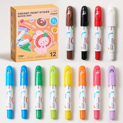 Jar Melo Tempera Paint Sticks, 12 Colors, Washable Solid Paint for Kids - style: 12 Colors