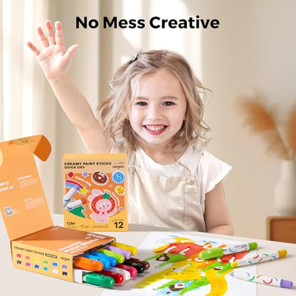 Jar Melo Tempera Paint Sticks, 12 Colors, Washable Solid Paint for Kids - style: 12 Colors