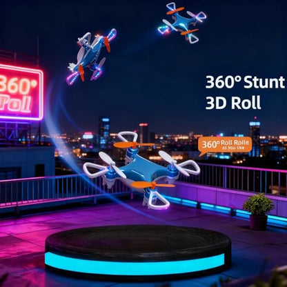 Mini Drone with Easy Stunt Flights & 360° Tricks - Perfect Beginner-Friendly Flyer with Fancy LED Altitude Hold Headless Mode Propeller Protection for Indoor Outdoor Mini Quadcopter (Black) - color: Black