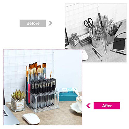 Outus 96 Holes Pencil Brush Holder Acrylic Paintbrush Holders, Clear - color: Clear