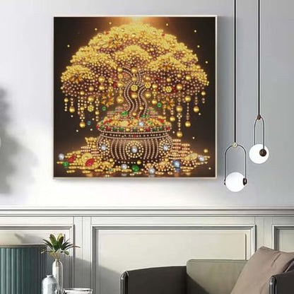Money Tree Special Shape Diamond Art For Adult,Full Drill Wall Art 12X12in - color: YP112