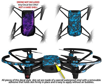 Skin Decal Wrap 2 Pack Compatible with DJI Ryze Tello Flaming Fire Skull Purple Drone NOT Included