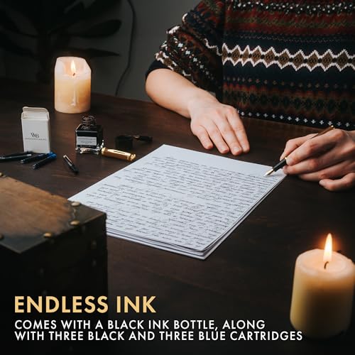 Wordsworth & Black Fountain Pen Gift Set, Medium & Extra Fine Nib, Brown - color: Brown Gold