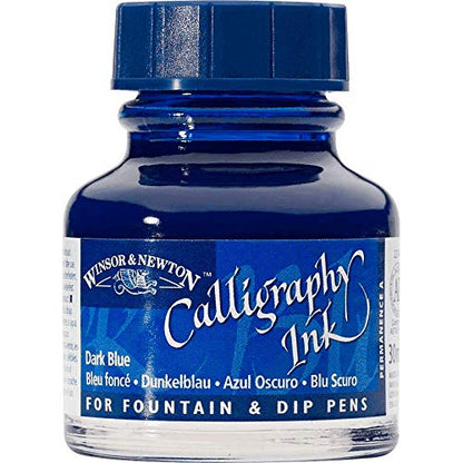 Winsor & Newton Calligraphy Ink, 30ml (1-oz) Bottle, Dark Blue - color: Dark Blue, size: 1 fl oz