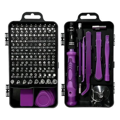 Precision Screwdriver Set, 115 in 1 Electronics Repair Kit, Magnetic Phone Repair Tool Kit with Chrome Vanadium Steel Bits, Purple Multi Function Screwdriver Set for Laptop Computer Watch DIY Repairs