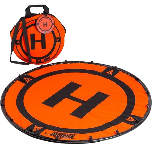 Hoodman 5 Foot Weighted UAV Drone Landing Pad fits Inspire 3, Inspire 2, Inspire 1, No Stakes Required, collapses to 1/3 of deployed size - size: 5 Foot Pad