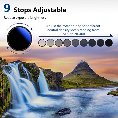NEEWER 49mm Variable ND Filter ND2-ND400 (1-9 Stops) - size: 49mm
