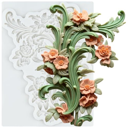 Baroque Silicone Mold Curlicues Scroll Lace Polymer Clay Molds - color: Style N