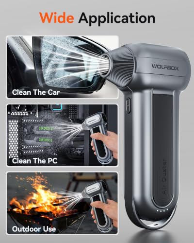 WOLFBOX MF100 Compressed Air Duster, 150000RPM Turbo Fan, 45 m/s Airflow