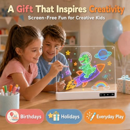 Cardivek LED Drawing Board for Kids, 16" Rechargeable Light Up Tablet - color: White