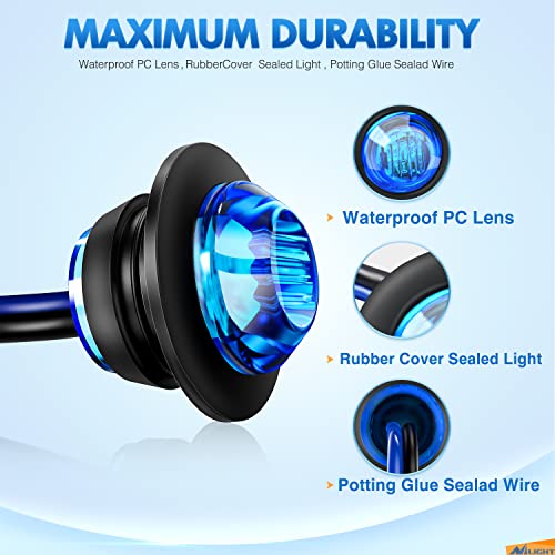 Nilight 3/4" Round LED Clearance Marker Lights,Blue, 10-Pack - color: Blue 10Pcs