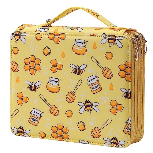 Lbxgap120 Slots Pencil Case 3-Layer Zipped Holder With Handle - color: Bee, size: 120