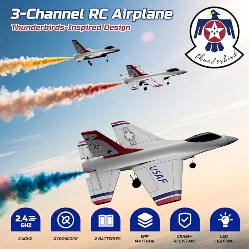DEERC F16 Thunderbirds RC Plane,3CH Remote Control Airplane Fighter Toys - style: F16 RC Plane