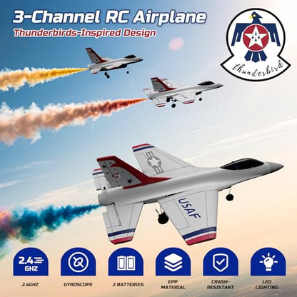 DEERC F16 Thunderbirds RC Plane,3CH Remote Control Airplane Fighter Toys - style: F16 RC Plane