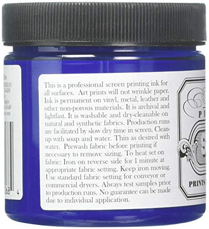 Jacquard Professional Screen Print Ink, Water-Soluable, 4oz Jar, Royal Blue (110)