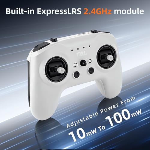 Radiomaster T8L ELRS 2.4GHz Radio Transmitter, 204g Lightweight Screenless Remote Controller with Hall-Effect Gimbals, USB-C Charging & Simulator Compatibility for FPV Drones (White) - color: White