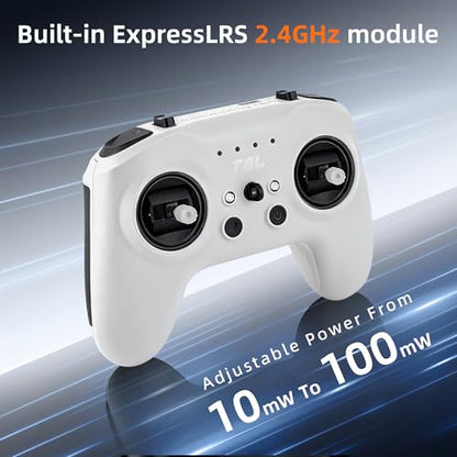 Radiomaster T8L ELRS 2.4GHz Radio Transmitter, 204g Lightweight Screenless Remote Controller with Hall-Effect Gimbals, USB-C Charging & Simulator Compatibility for FPV Drones (White) - color: White