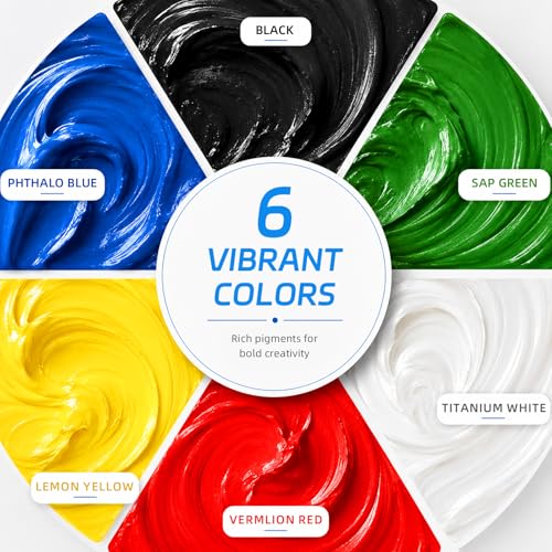 Falling in Art Large Bulk 67.6 Oz Acrylic Paint Set, Non-Toxic, 6-Color - color: 6 Color Set