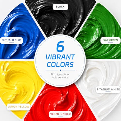 Falling in Art Large Bulk 67.6 Oz Acrylic Paint Set, Non-Toxic, 6-Color - color: 6 Color Set