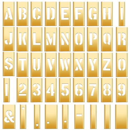Pelopy 45 Pcs 2 Inch Brass Stencils Letters and Numbers Stencils Set - size: 2 Inch