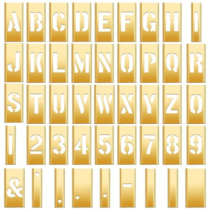 Pelopy 45 Pcs 6 Inch Brass Stencils Letters and Numbers Stencils Set - size: 6 Inch