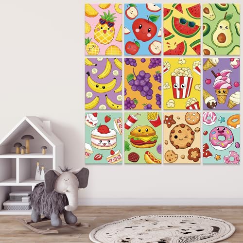 Louise Maelys 12Pack Pre Drawn Canvas to Paint for Kids,Fruit Food - color: FOOD
