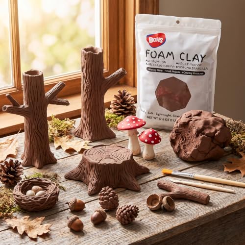 BOHS Foam Clay, Brown Air Dry Modeling Clay, 1.1 lb - color: Brown, size: 500 g