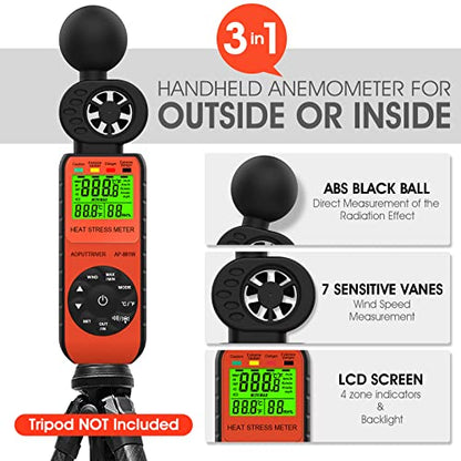 2Packs Digital Anemometer Handheld & Heat Stress WBGT Meter - color: 881W-2PCS