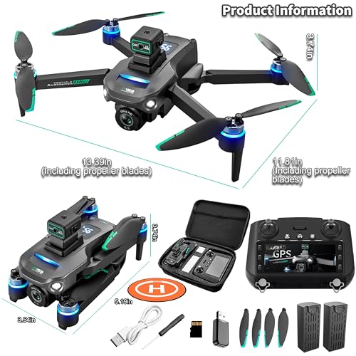 4K UHD GPS Smart Drone with Camera for Adults, 5.9" Screen Remote Controller with Obstacle Avoidance, Auto Return Home, Follow Me, 60 Mins Flight, Foldable FPV Quadcopter for Beginners, 2 Batteries Included