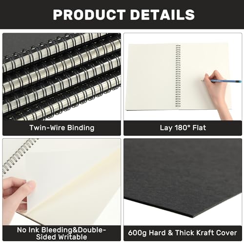 Gueevin 1 Pack 10 x 8 Inch Sketch Book Bulk Spiral Sketchbook 60 Sheets - size: 10 x 8 Inch