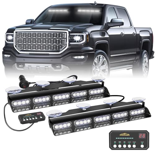 XRIDONSEN White Strobe Lights for Trucks, 40 LED Dash Visor Lights - color: White