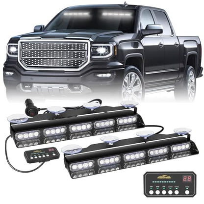 XRIDONSEN White Strobe Lights for Trucks, 40 LED Dash Visor Lights - color: White