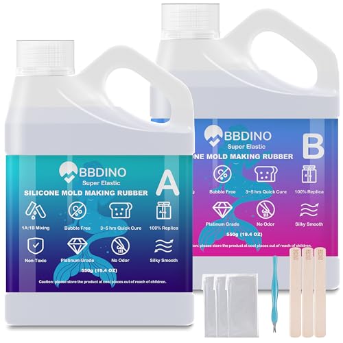 BBDINO Super Elastic Silicone Mold Making Kit 8A Clear 2.42lbs - color: 38.8 Oz Clear