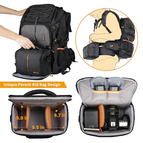 TARION 2 Bags in 1 Professional Extra Large Camera Backpack 27L PB01 - style: Pb-01 (27 Liters)