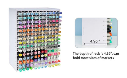 SANFURNEY Marker Organizer for 180 Markers, Desktop Storage Rack - size: Rack for 180 Markers - White