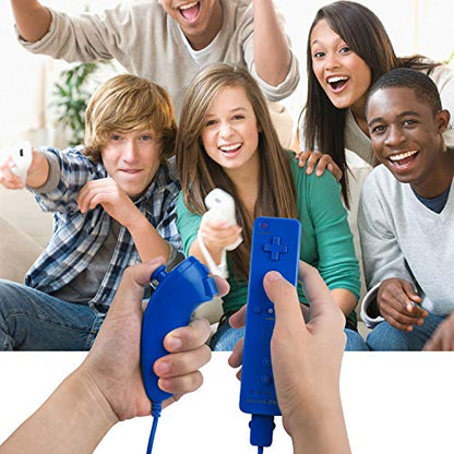 TechKen Motion Plus Wii Controllers 2Packs with Nunchucks, Wii Remote Controllers Compatible for wii and Wii U with Built in Motion Plus - color: blue+blue