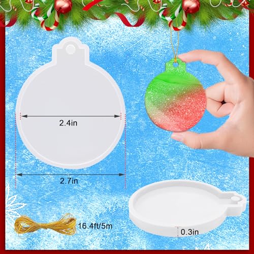 FEBSNOW 8Pcs Christmas Ornaments Molds, Silicone Resin Molds for Crafts