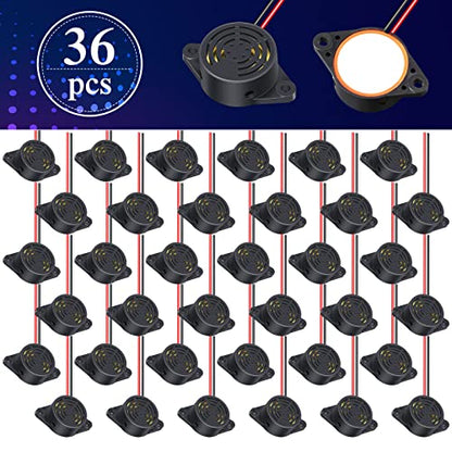 Geiserailie DC 3-24V 95 dB Electronic Buzzer Active Piezo Buzzer Alarm Sounder Continuous Sound Beep, Black(36 Pcs)