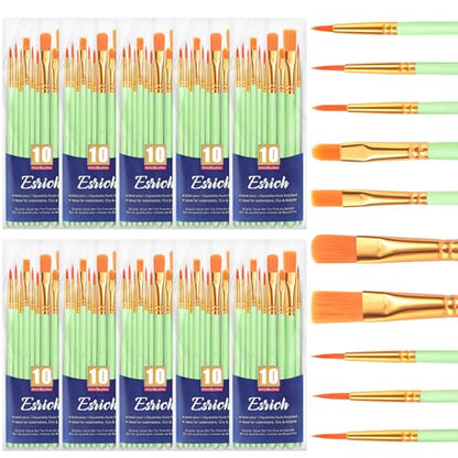 ESRICH 100PCS Paint Brushes, Paint Brush for Acrylic Painting - color: Green, size: 100