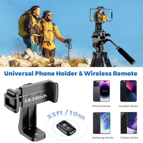 VICTIV 75” Camera Tripod, Tripod for Video Camera with Carry Bag, Black - color: Black, size: 75 Inch