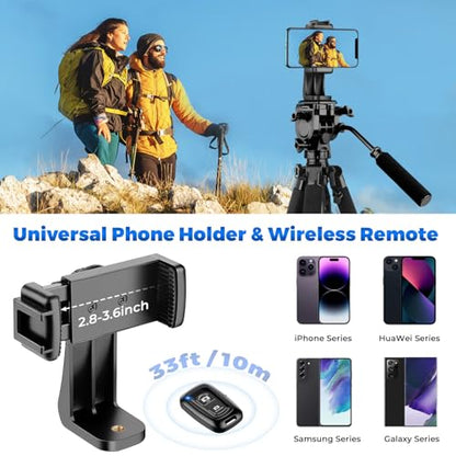 VICTIV 75” Camera Tripod, Tripod for Video Camera with Carry Bag, Black - color: Black, size: 75 Inch