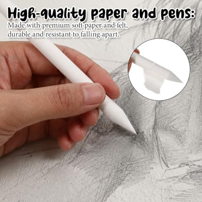 JJUNW 11 Pcs Blending Stumps for Drawing 4 Blending Pens 6 Sponge Pens