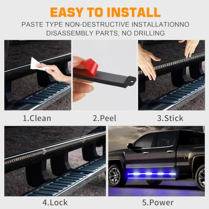XRIDONSEN 2 Pack 70-Inch Running Board Lights 864 LED Strobe Light Strip - color: Blue/White