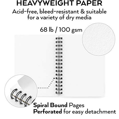 ARTEZA Sketchbook 5.5 x 8.5 Inches, 3 Pack, Spiral, 300 Sheets Total