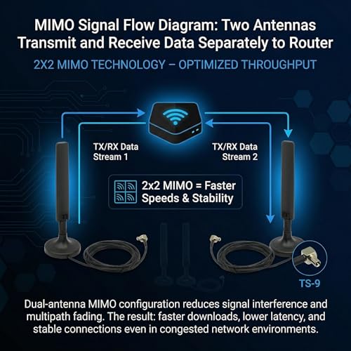 2-Pack 10dBi 5G 4G LTE Antenna with Magnetic Base – TS9 Dual MIMO External Antenna for Netgear Nighthawk M6 MR6110 MR6500 M5 MR5100 M1 MR1100 LB1120 LB2120 Huawei MiFi Hotspots Router – 5ft Cable - style: TS9