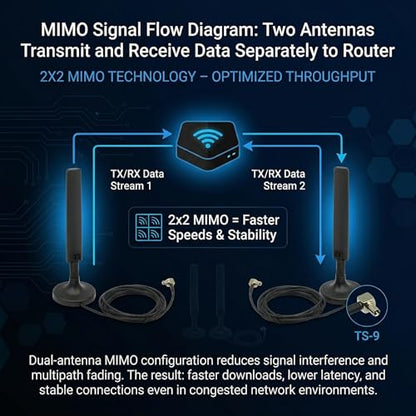 2-Pack 10dBi 5G 4G LTE Antenna with Magnetic Base – TS9 Dual MIMO External Antenna for Netgear Nighthawk M6 MR6110 MR6500 M5 MR5100 M1 MR1100 LB1120 LB2120 Huawei MiFi Hotspots Router – 5ft Cable - style: TS9