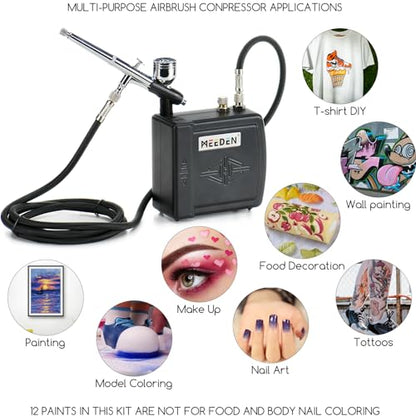 MEEDEN Airbrush Kit with Air Compressor: Dual Action Airbrush, 0.5mm, Black - color: Black, size: Single
