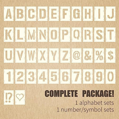 42pcs Traceable Interlocking Stencil Template Set, 4 Inch Reusable Letter Stencils for Painting, Alphabet Numbers and Symbols for Bullet Journal Canvas Rock Sign Wall Art Fabric Chalkboard - style: 4 Inch