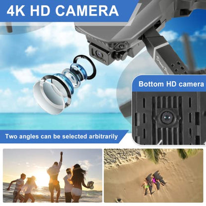 Mini Drone for Kids with 4K Dual Cameras Remote Control Toys Gifts for Boys Girls with Altitude Hold, Headless Mode, One key Return/Emergency Stop, 3D Flips 2 Batteries, Foldable RC Quadcopter